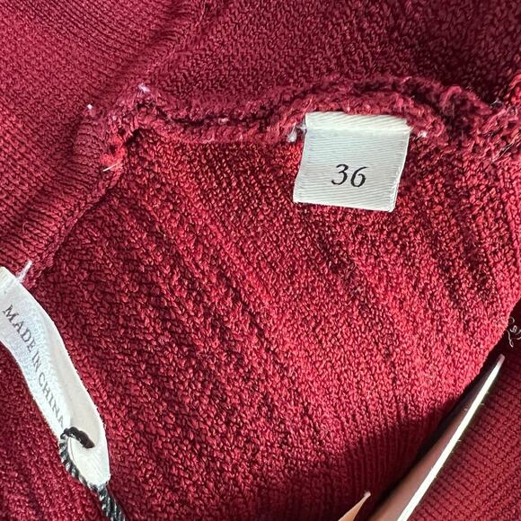 SANDRO Lison Short Knit Dress In Bordeaux Size 36 US/6 - Picture 10 of 14